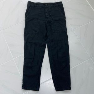 Black linen cropped pant